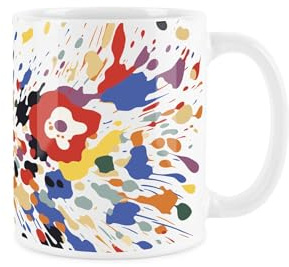 Purely Home Earthy Paint Splatter Mug - Bold Multicoloured Artwork Abstract Paint Splash Gift/Present - Tea/Coffee Hot Drinks Ceramic Cup