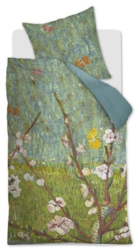 Beddinghouse x Van Gogh Museum Peach Trees bettwäsche-Set 2 TLG. - 155x220 - Grün - Baumwollsatin - mit Reißverschluss