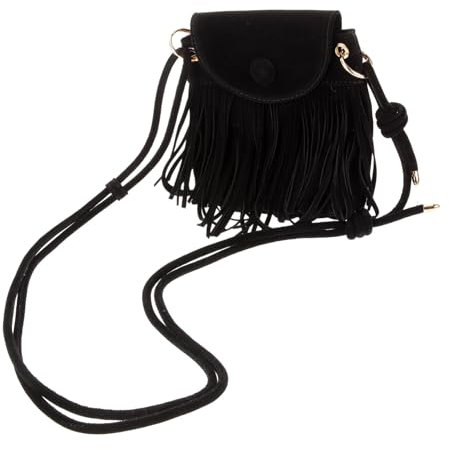 TOGEVAL Vintage Fransen Umhängetasche Mit Quaste Für Damen Handtasche Filigranes Design Schlüssel Handy Karten Aufbewahrung Charme Modebewusstsein