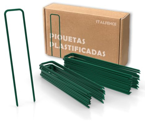 Grapas de sujeción Ø3,00mm plastificadas, Malla antihierba [100 piquetas]