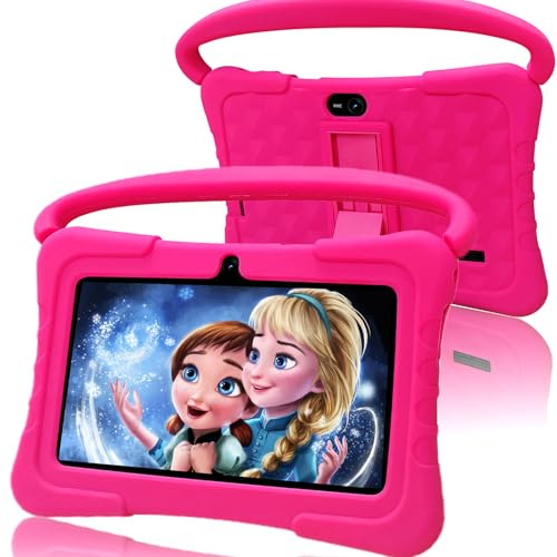 VASOUN Kids Tablet 7 inch, Tablet for Kids 3-7 Android 13, Tablets for Toddler with 4GB(2+2) RAM 32GB ROM, Parental Control, GMS Certified WiFi Dual Camera with Eye Protection(Pink)