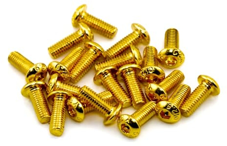 Linsenkopfschrauben M3x8 Innensechskant 20 Stück Stahl 12.9 - rcbay | ISO7380 goldene TiN Beschichtung ISK