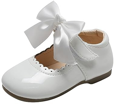 Barnskor för flickor – prinsesskor flickor, babyskor, småbarn, ballerina, skor, rosett, babygolvskor, flickor, inomhusskor, dopskor, småbarn, halkfria skor, Vit, 27