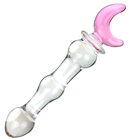 HCUDFN Set di dildo anali in vetro BDSM, perline anali lunghe con manico, grandi dildo gay in vetro, plug anale for punto G, giocattoli sessuali for uomini e donne(B)