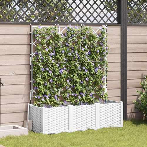 Générique Jardinière avec Treillis 3 pcs Blanche 120x40x143 cm,Pots & Cache-Pots,9.89KG-42002908