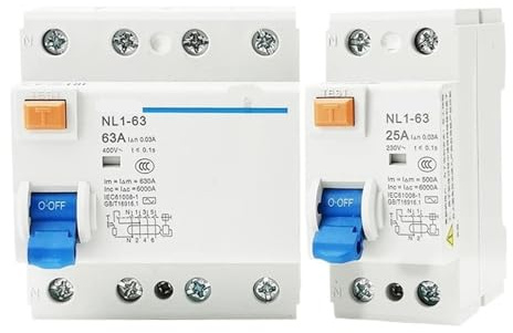 Disjoncteur différentiel NL1-63 1P+N 2P 3P+N 4P 63A 40A 25A 30mA 50HZ Protection contre les courants de fuite 1 pièce(40A,3P 1N (4P) NL1-63)