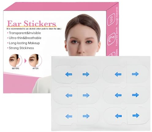 30PCS Waterproof Ear Stickers,Cosmetic Ear Corrector,Ea/r Lobe Support Patches,Aesthetic Correctors for Prominent Ears,Clear E/ar Support Patches,E/ar Corr/ectors Adults,Stickers to Stick Ears Back