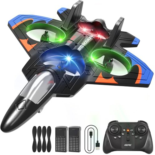 4DRC V32 Avión teledirigido, avión RC de Espuma con Luces, Incluye 2 baterías, 3D Flip, Sistema de estabilización giroscópica, Adecuado para niños, Adolescentes, Principiantes y Adultos, Modelo Azul