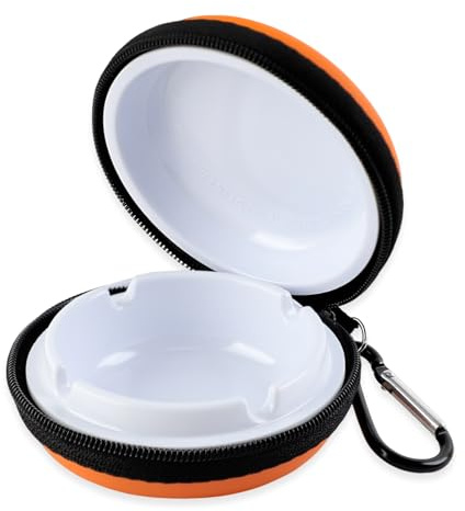 FEMONGY portacenere portatile da tasca, posacenere tascabile, posacenere portatile tascabile, porta mozziconi tascabile, Si apre facilmente, grande capacità, adatto per i viaggi (Arancione)