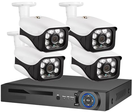 JOXLOVER di telecamere di Sicurezza da 8 MP Kit di videosorveglianza Esterna 4K Poe NVR Set di telecamere CCTV IP for la casa per Esterni(None,4CH NVR And 4 Camera)