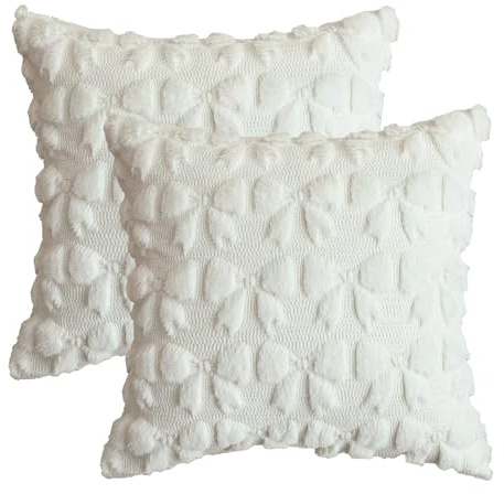 Artoid Mode Cremeweiß Schleife Weich Künstliche Pelz Kissenbezüge 2er Set, 40x40 cm Plüsch Samt Sofakissen Zierkissenbezug Schlafzimmer Deko
