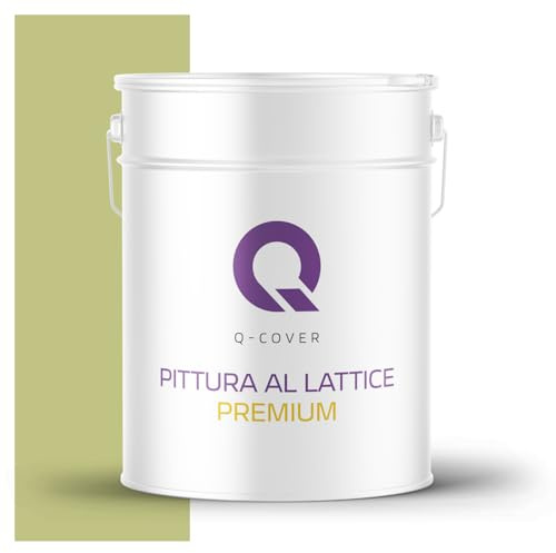Q-COVER Vernice al lattice lavabile 10L (circa 70m2) Verde pisello tonalità Vernice per interni Vernice per pareti Vernice per soffitti Classe 2 Vernice opaca Per allergici Resistente allo sfregamento