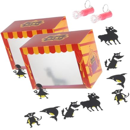 COOLHIYA 2 Set DIY Shadow Puppets Theater Kit Educational Craft Puppet Show for Boys and Creative Storytelling Theater for Imaginative Play and Learning