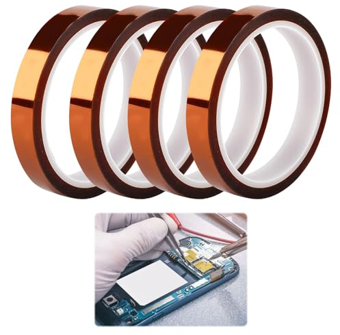 Othrion 4 Pcs Heat Tape Sublimation,Heat Resistant Tape for Heat Press,Heat Transfer Tape for Mugs Printing DIY Electronics and Heat Vinyl Press Tape No Residue,12mm x 33m (108ft) heat proof tape