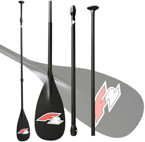 F2 Premium SUP Paddel 40% Carbon Paddle 3-teilig verstellbar von 178-220cm Schwarz Stand Up Paddle