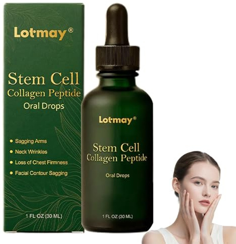 Lotmay Gouttes de peptides de collagène à base de cellules souches, complément liquide multi-peptides de collagène, liquide hydrolysé pour une peau (1)