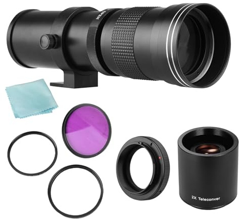 Yctze Objectif Super TéléObjectif 420-800 Mm, Kit de Filtres CPL, Objectif Téléconvertisseur 2X et Adaptateur pour Appareils Photo à Monture EF (Black)