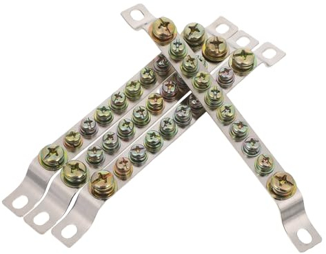 IWOWHERO Morsettiera Neutro-Terra in Rame 10 Posizioni 4 Pezzi Barra di Messa a Terra per Quadri Elettrici Resistente Alte Temperature per Scatole di Distribuzione e Cablaggio