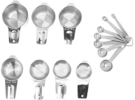 YDuupxe Juego de Tazas y Cucharas Medidoras de 14 Uds., Ergonómico de Acero Inoxidable, Diseño que Ahorra Espacio para Cocinar y Hornear