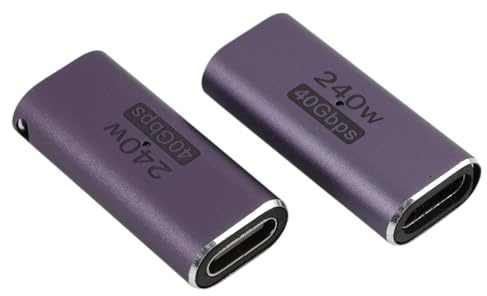 leruiyezs 2 Pcs 240W USB C Female to USB Female Adapter,40Gbps,8K@60Hz,USB4.0,Soporte,Conector Extensor Type C,para Switch MacBook iPad y Dispositivos USB Tipo C,Adaptador USB C Hembra a Hembra