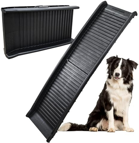 Rampa de plástico para perros, 154 cm, plegable, para coche, perros, escalera, ayuda a la entrada, capacidad de carga de 70 kg petigi