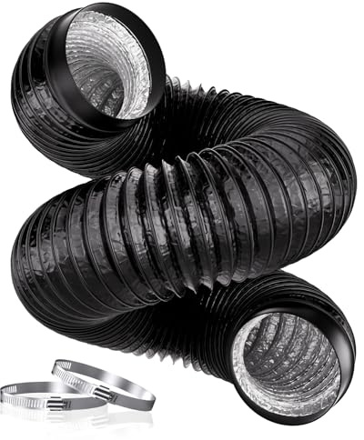 HG Power Manguera de salida de aire de 100 mm, tubo de aluminio de PVC de 3 m, tubo de salida con 2 abrazaderas para campana extractora, ventilador de tubo, secadora, ventilador de extracción