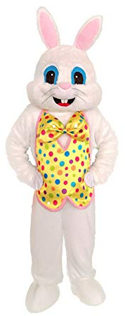 Påskkanin kanin kanin maskot kostym vuxen halloween maskeradklänning, gul, en storlek