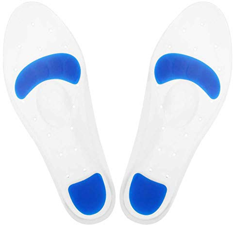 Plantillas de silicona para soporte de plantillas Absorción de golpes Alivio dolor Fascitis plantar Soporte para pies deportivos PU transpirable Plantillas para hombres y mujeres(43-44)