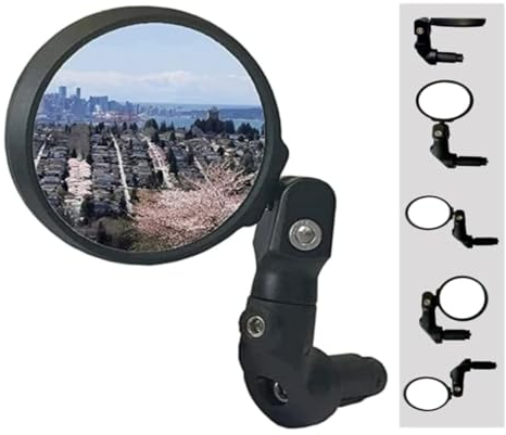 Hafny Multi-Adjustable Bar End Bike Mirror, HD Safe Blast-Resistance Glass Cycling Mirror, E-bike Mirror, Bicycle Rearview Mirror, HF-M952B-FR08 (Anti-glare Blue Glass) (Anti-glare Blue Glass)