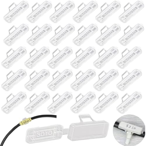 LEZED Kabel Etikettbox 30 st Nylon Kablar Identifieringsetiketter Kabeletiketter Transparent Kabelmärkning Box Används för märkning och sortering av olika kablar