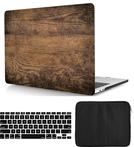 Hülle Kompatibel mit Neues MacBook Air 13,6 Zoll 2022 M2 A2681 mit Retina Display Touch ID, Hartschale Snap Case & Tastaturabdeckung & Tasche für MacBook Air 13,6 Zoll, Holz