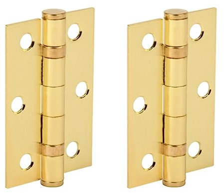 HANDLEZONE® Door Hinges 1 Pair 76mm / 3 inch Ball Bearing, with Screws - Satin Brass
