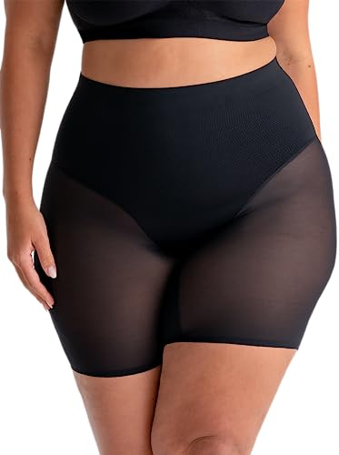 Shapermint High Waisted Mesh Body Shaper Shorts - Under Dress Shapewear, No Chub Rub - Women's Thigh Slimmer for Dresses - Medium, Black