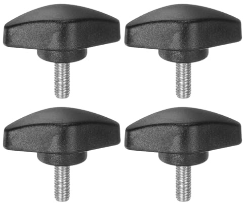 QUARKZMAN Ala Mango Perilla M5 x 12mm de 36mm Ancho Negro 4pcs | Manija de Sujeción Forma T Pomo de Pulgar Tornillo de Cabeza Moleteada Rosca Macho Estándar para Taladros Carpintería