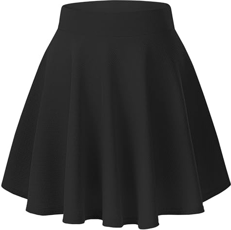 TRENDMALLS Girl's/Women's Classic Stretchy All Time Trendy Skater Knee Length Skirts with Attached Inner Shorts girls Black