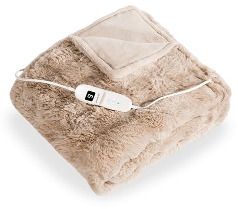 Cecotec Manta eléctrica HeatConfort ThermalBlanket Coral (160 x 130). Manta Térmica con Apagado Automático, 9 Niveles de Temperatura Ajustables y Franela Suave. Ideal para un Calor cómodo.