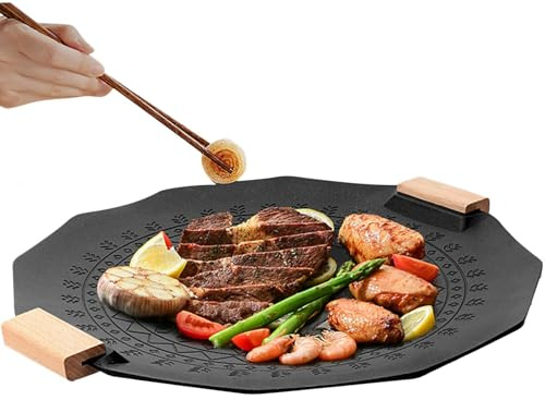 Sartén parrilla para cocinar en interiores, sartén de parrilla | Sartén antiadherente multifunción para horno, quemador individual, placa de cocina, placa de cocina, parrilla para ollas y pollo asado