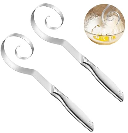 Lot de 2 fouets à pâte danois en acier inoxydable – Mélangeur de pâte à pain sans couture de 25,4 cm, mélangeur manuel résistant à la rouille pour la cuisson du pain, des pizzas, des biscuits, de la