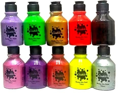 2you Art Ready Mix Paints Set, 10 Random Colours of Paint in Bottles 150ml, Washable Painting Supplies for Artists, Crafts Canvas Posters