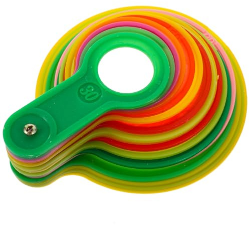KAILIKETIY Juego de 17 Anillos Medidores para Frutas de Plástico Multicolor, Calibre de Diámetro 30-110 Mm, Herramienta Manual para Clasificación y Medición de Naranjas, Color Aleatorio