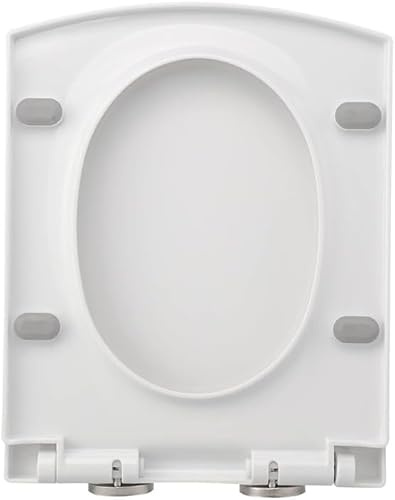 Abattant De WC Carré à Fermeture Amortie, 36 X 44 Cm, Blanc, Système De Démontage Rapide pour Un Nettoyage Facile, Charnières Réglables, Matériau PP Durable, 34.5 * 43CM