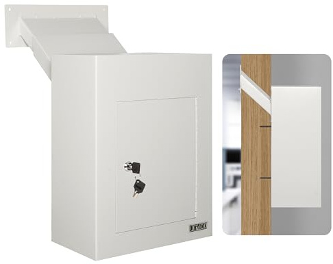 Durabox Through-the-Wall Drop Box Deposit Safe 17 x 13 x 7 - Heavy Duty Steel Mailbox with Lock for Receiving Mail, Checks, Letters, Cash and more for Home, Office and Commercial Use (D700) (Gray)