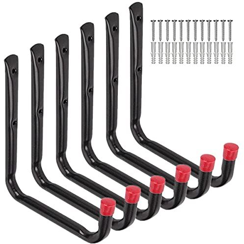 Ganchos para uso general de almacenamiento en el garaje de acero para servicio pesado, perchas en U para montaje en pared, para escaleras Otros artículos voluminosos (6 piezas, gancho de 7.2 )