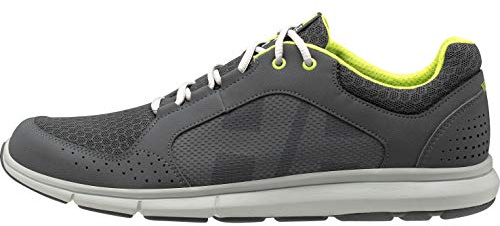 Helly-Hansen Ahiga V4 HP Boat Shoes for Men - Breathable, Lightweight, and Hard-Wearing Textile with EVA Cushion Midsole and Rubber Traction Outsole, 964 Charcoal/Ebony/Light Grey/Azid Lime - 10