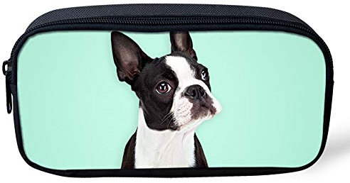 POLERO Trousse à crayons durable pour le bureau, gadgets, stylos, maquillage, pour adultes - Motif terrier de Boston