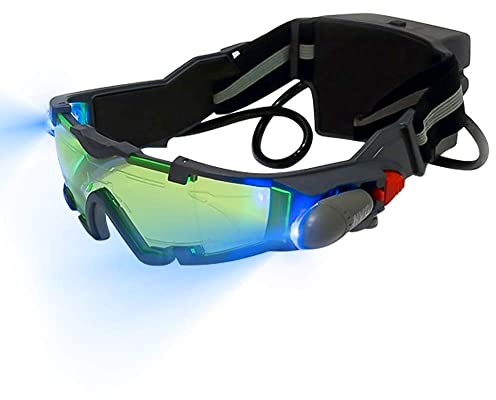 YUNYODA Nachtsichtbrille | Schutzbrille mit grüner Linse mit Del für Kinder, verstellbar, mit klappbaren Lichtern