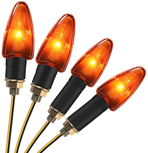 PROZOR 4pz Indicatori di Direzione Alogena con Omologazione E24 Frecce 10W Impermeabile IP65 per Moto Motocletta Motocicletta Chopper Scooter Indicatore di Direzione Luce Ambra M10 con Paralume Giallo