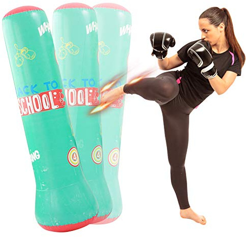 Aufblasbarer Boxsack Kinder Punchingsäcke, 160cm Sandsack Stand Boxsack Stehender Freistehender Fitness Boxsack Tumbler Säulensandsack für Erwachsene Kinder Übung und Stresslinderung
