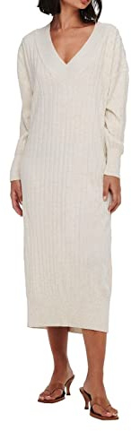 ONLY Onlnew Tessa L/S Midi V-Neck Knt Long Dresses, Pumice Stone., M