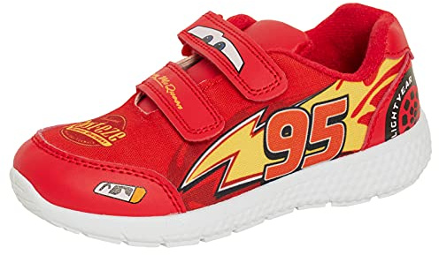 Disney Cars Boys Trainers Kids Lightning McQueen Sports Shoes Easy Fasten Sneakers Skate Pumps Red 12 UK Child